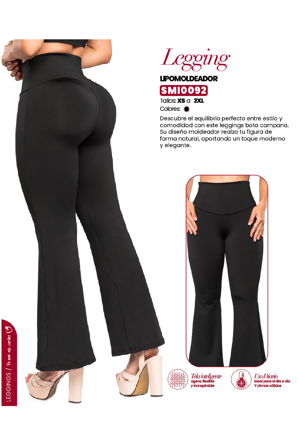 Legging Flare Moldeador SMI0092 con Pretina Corazón