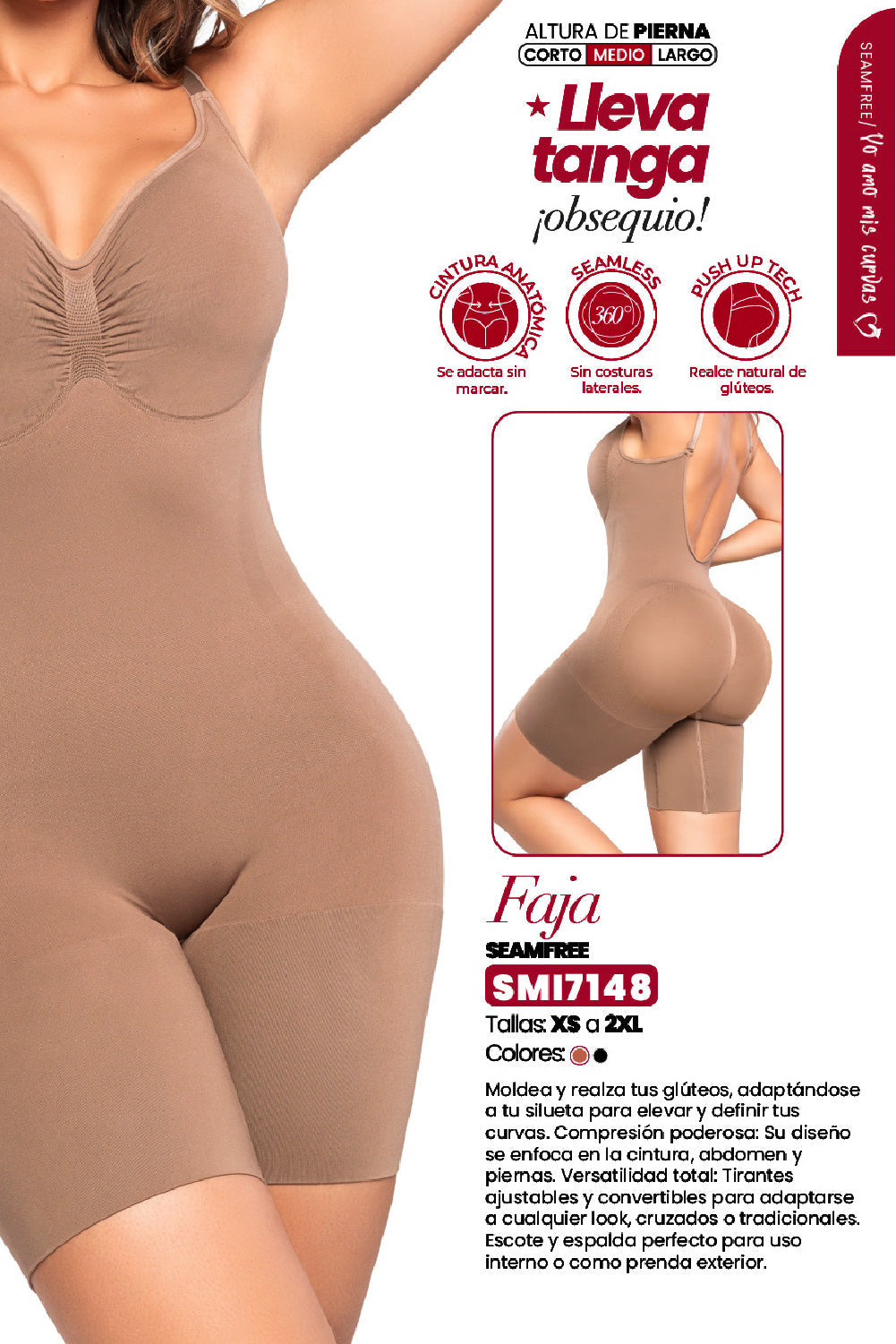 Body Faja Seamfree SMI7148 Cocoa – Compresión integral con diseño invisible