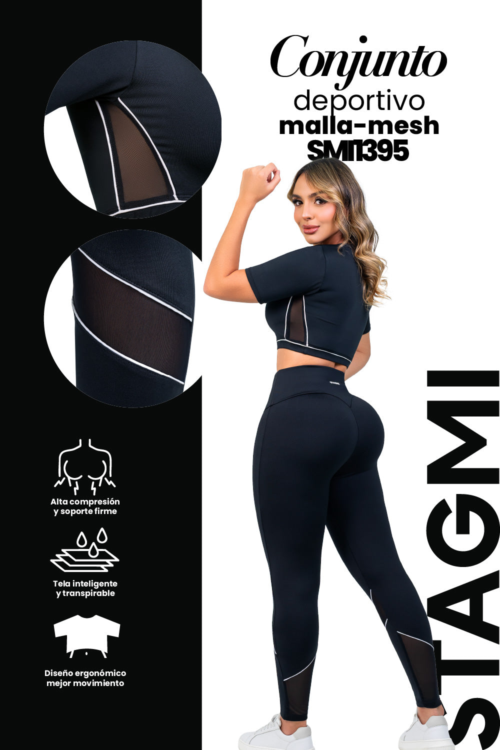 Conjunto SMI1395 – Top Deportivo Espalda Abierta con Tiras Cruzadas