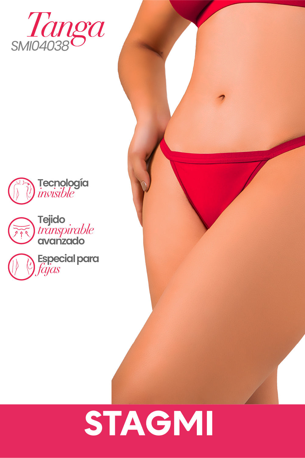 Red Grow 3-Piece Set – High Waist Butt Lift Shorts + Bralette + Tanga