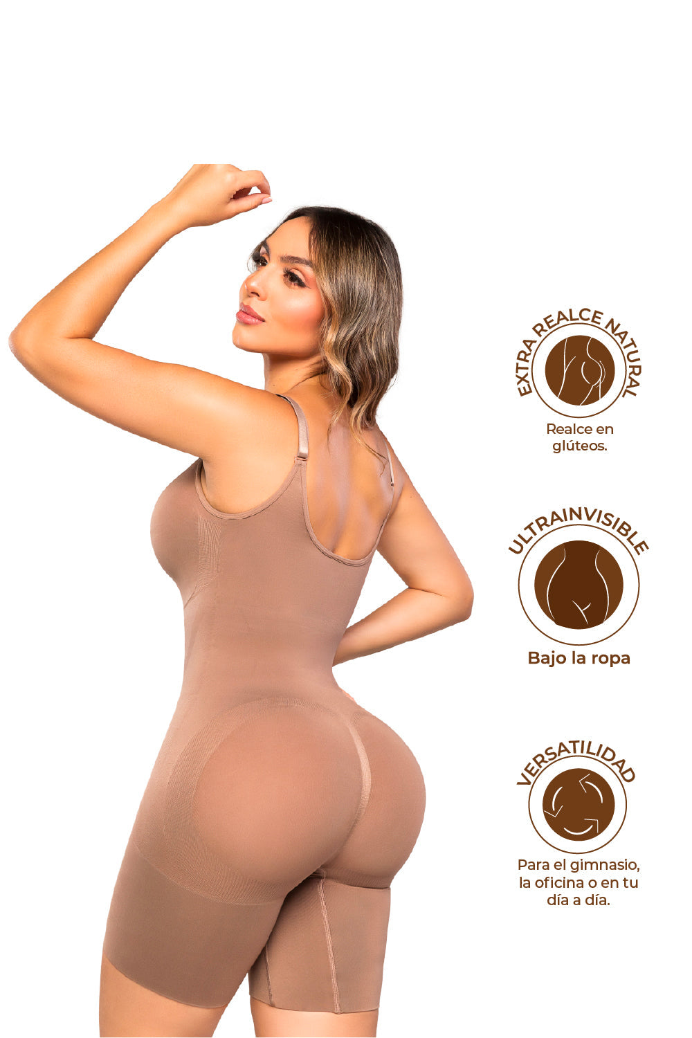 Body Faja Seamfree SMI7153 con Tirantes Ajustables y media pierna Stagmi