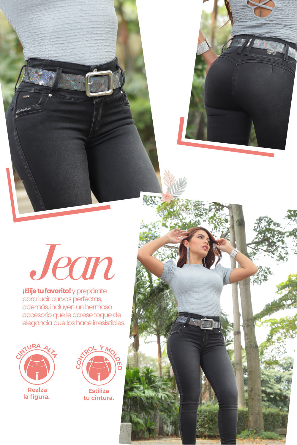 jeans de control total, jean push up realce natural, jean moldeador cintura alta, jean colombiano mujer, jeans slim levanta cola