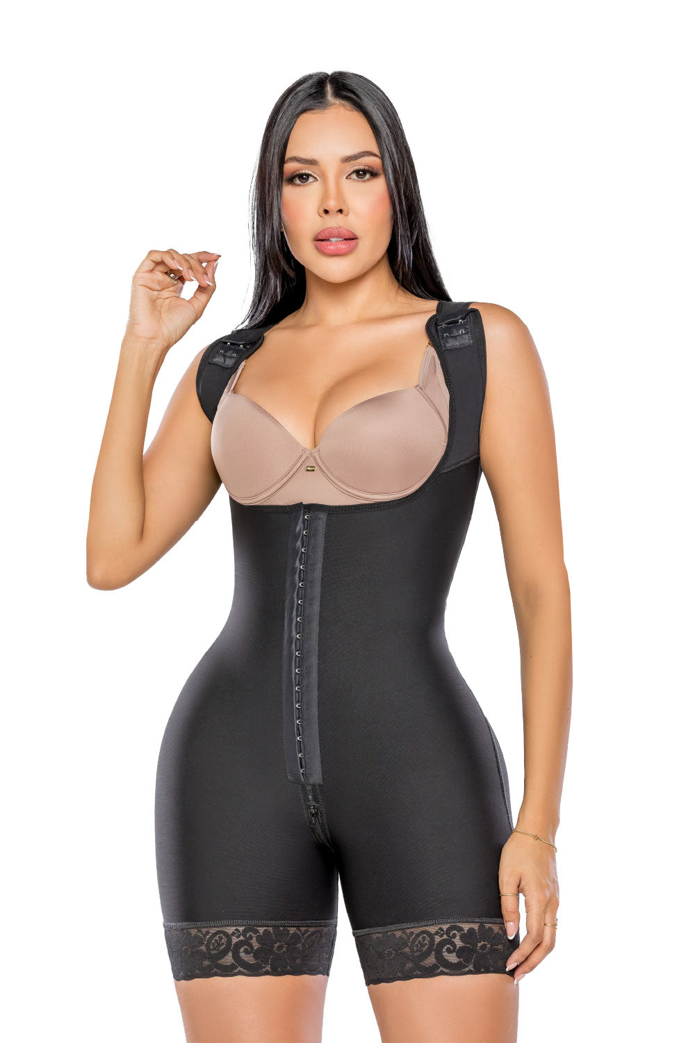 '- Faja SMI7131 LA DIOSA media pierna con triple efecto lifting
- Vista lateral con compresión abdominal y estructura progresiva
- Detalle de diseño sin costuras y panty invisible incluido