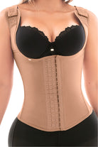 '- Cinturilla tipo chaleco SMI2029 con espalda alta y broches
- Vista frontal con varillas moldeadoras y compresión abdominal
- Prenda reductora con 4 niveles de ajuste y diseño ergonómico

