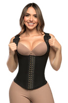 '- Cinturilla tipo chaleco SMI2029 con espalda alta y broches
- Vista frontal con varillas moldeadoras y compresión abdominal
- Prenda reductora con 4 niveles de ajuste y diseño ergonómico
