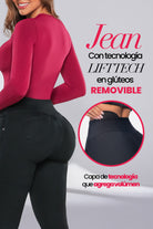 jeans push-up skinny, jeans lift tech mujer, jeans con realce removible, jeans moldeadores colombianos, jeans realzan glúteos, jeans pretina ancha