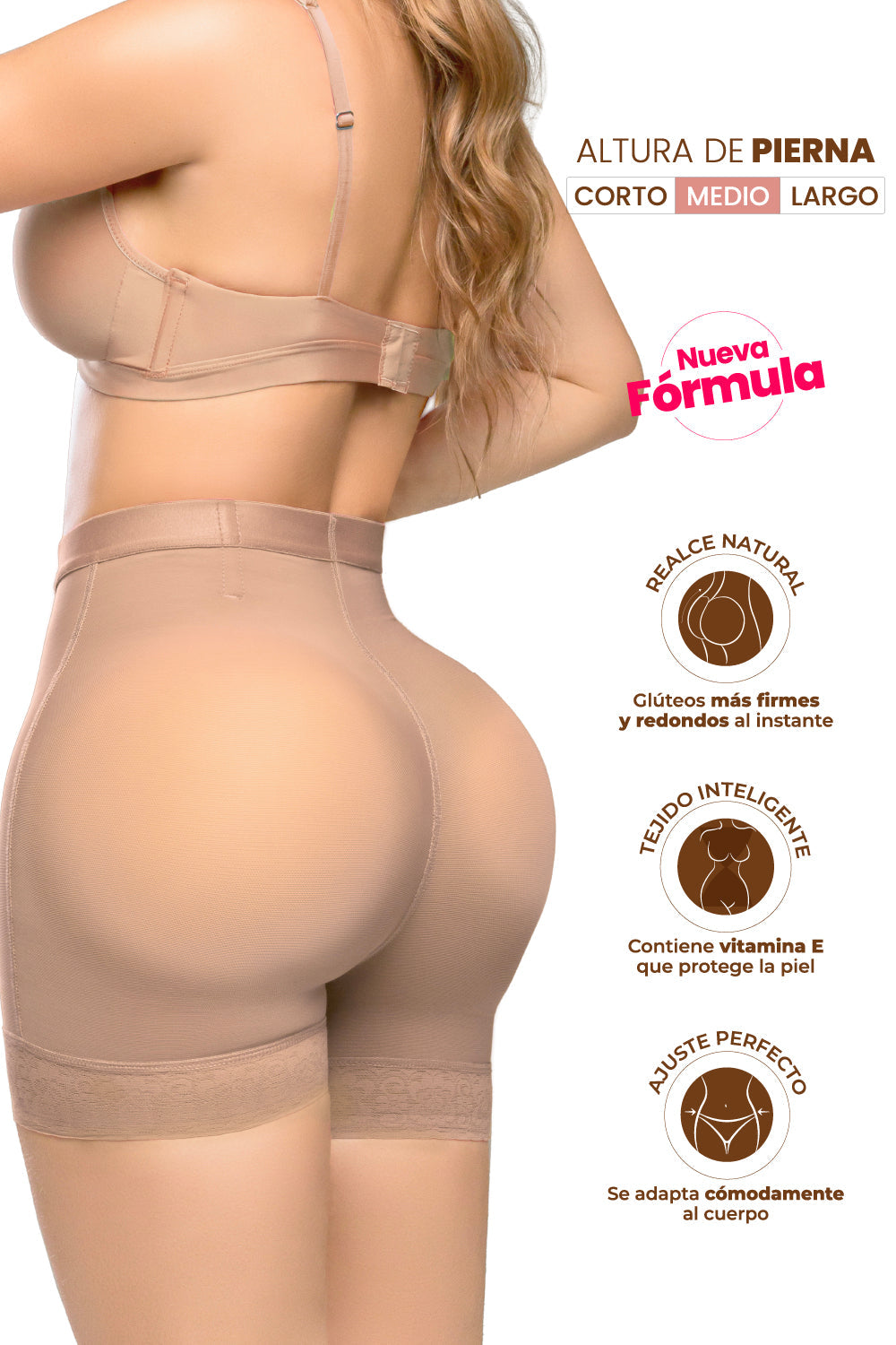 Panty ultrainvisible con encaje, triple realce en glúteos y control bajo disponible en varios tonos
