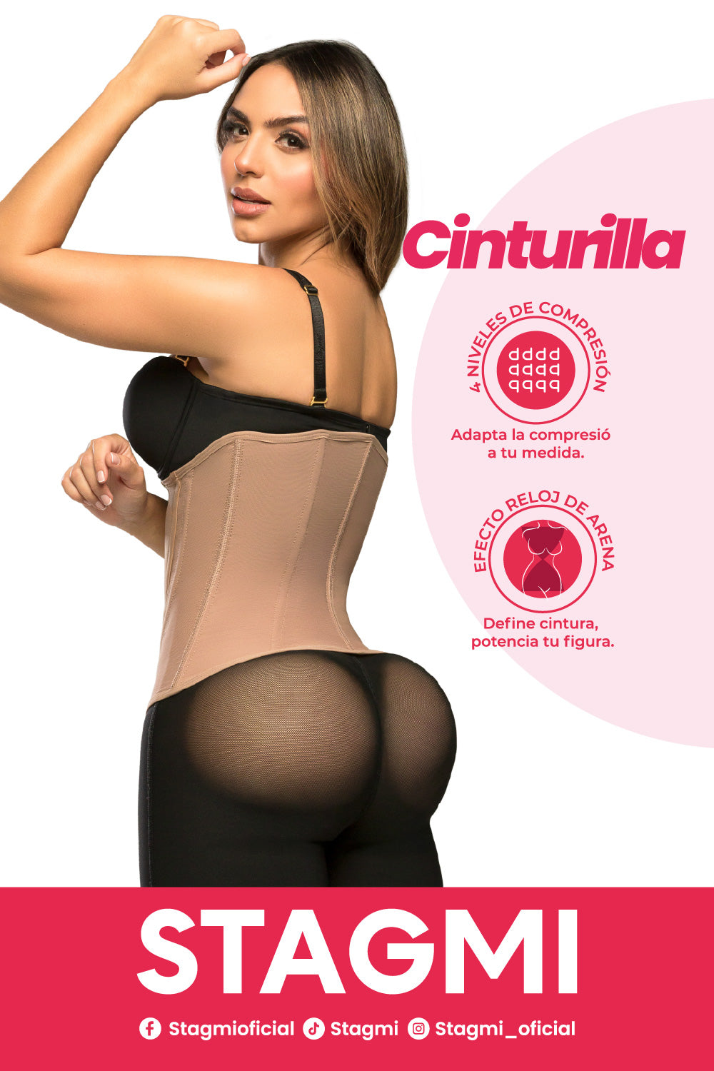 '- Cinturilla SMI2025 con doble cierre y compresión estética
- Estructura anatómica que define la cintura sin incomodar