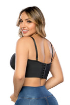 '- Brasier SMI03006 strapless negro con copas completas
- Vista posterior con broche de varios niveles
- Brasier beige liso con control de espalda y banda elástica
