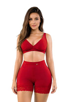 Red Grow 3-Piece Set – High Waist Butt Lift Shorts + Bralette + Tanga