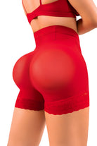 Red Grow 3-Piece Set – High Waist Butt Lift Shorts + Bralette + Tanga