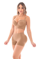 Panty ultrainvisible con triple efecto lifting color cocoa,  Panty moldeador media pierna con encaje y control abdominal, Panty invisible ideal para verano con diseño descaderado
