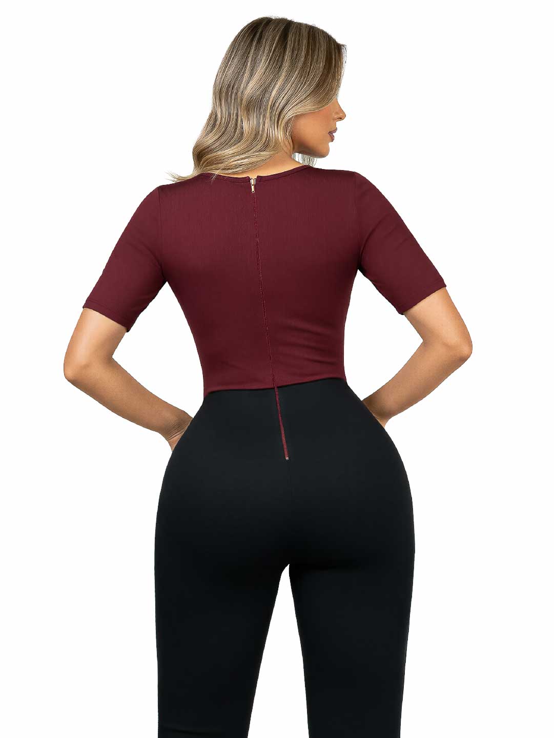 Enterizo Moldeador Bota Ancha SMI05021 con Faja Interna y Escote en V