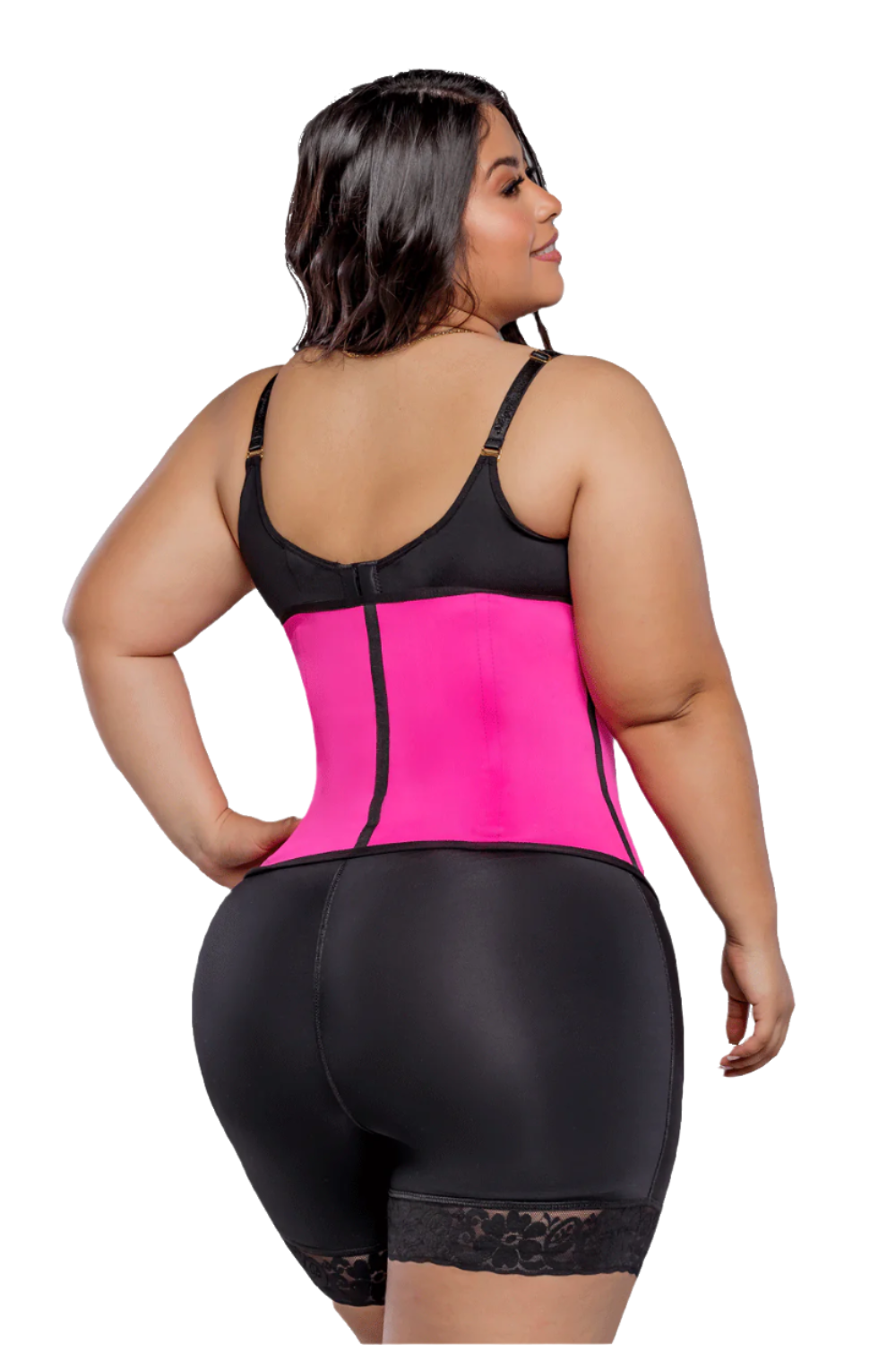 '- Cinturilla térmica SMI2002 fucsia en látex con broches
- Vista frontal con compresión en abdomen alto, medio y bajo
- Diseño deportivo con efecto reductor y soporte lumbar
