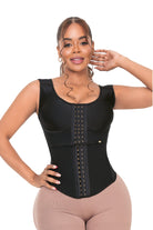 chaleco cinturilla mujer, cinturilla con brasier, moldeador postural, faja alta compresión, cinturilla soporte espalda