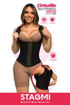 '- Cinturilla tipo chaleco SMI2029 con espalda alta y broches
- Vista frontal con varillas moldeadoras y compresión abdominal
- Prenda reductora con 4 niveles de ajuste y diseño ergonómico
