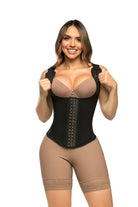 '- Cinturilla tipo chaleco SMI2029 con espalda alta y broches
- Vista frontal con varillas moldeadoras y compresión abdominal
- Prenda reductora con 4 niveles de ajuste y diseño ergonómico
