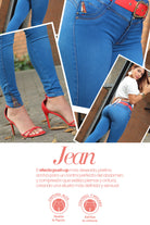 jeans push-up azul, jeans con correa gratis, jeans mujer orma colombiana, jeans efecto levanta cola, jeans moda Stagmi