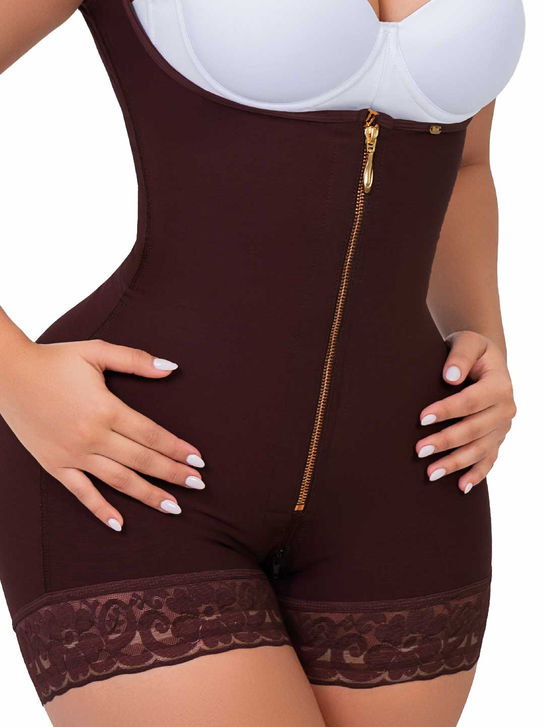 Faja SMI7086 Brown detalle frontal y ajuste en cintura