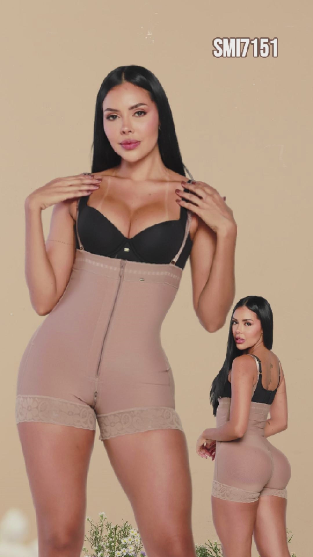 Faja Ultrainvisible strapless Stagmi SMI7151 con cierre frontal, soporte lateral y realce de glúteos – Tanga incluida y cierre perineal